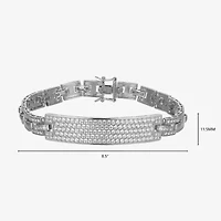 Mens Sterling Silver 8 1/2 Inch Solid Link Round Id Bracelet