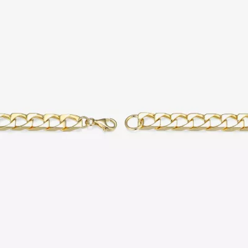 Mens 18K Gold Over Silver Sterling Silver 8 Inch Solid Link Round Id Bracelet