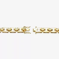 Mens 18K Gold Over Silver 8 1/2 Inch Solid Link Id Bracelet