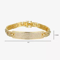 Mens 18K Gold Over Silver 8 1/2 Inch Solid Link Id Bracelet