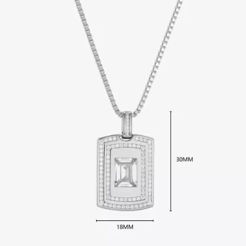 Mens 4 3/4 CT. T.W. Cubic Zirconia Sterling Silver Round 23 Inch Pendant Necklace