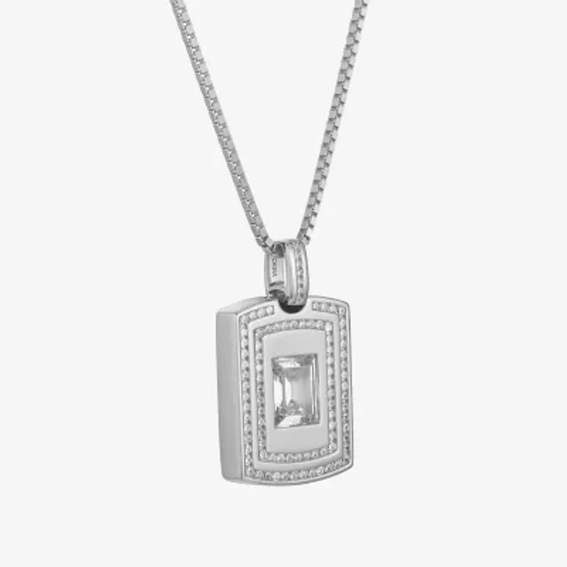 Mens 4 3/4 CT. T.W. Cubic Zirconia Sterling Silver Round 23 Inch Pendant Necklace