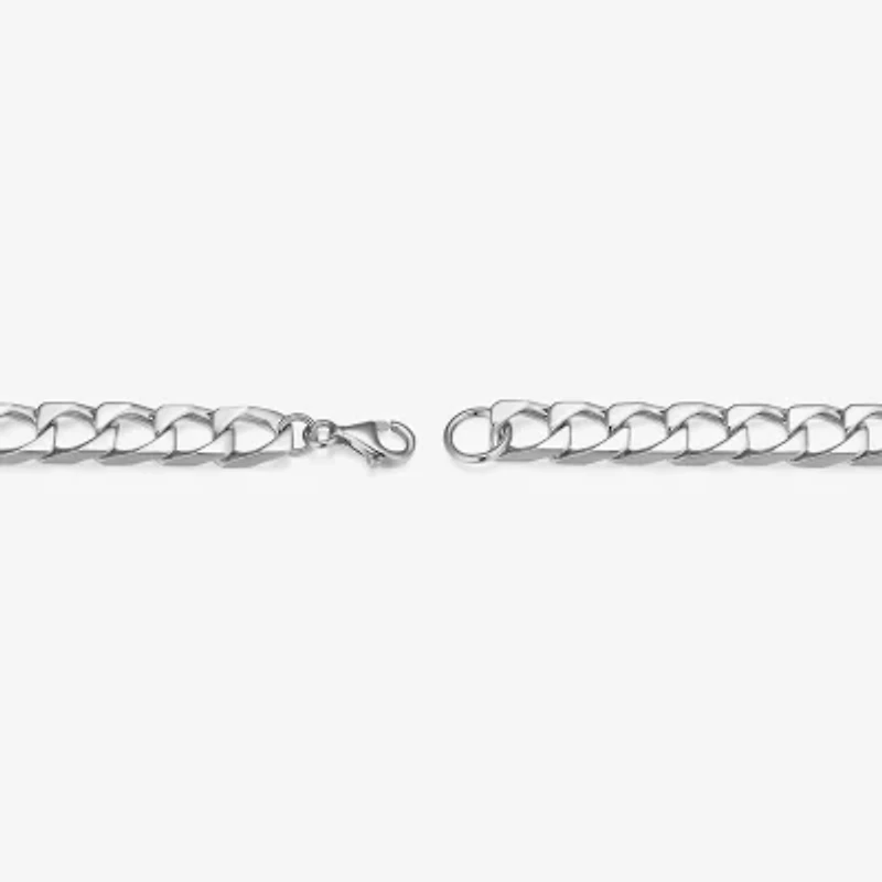 Mens Sterling Silver 8 1/2 Inch Solid Link Round Id Bracelet