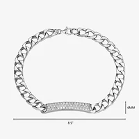 Mens Sterling Silver 8 1/2 Inch Solid Link Round Id Bracelet