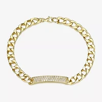 Mens 18K Gold Over Silver 8 1/2 Inch Solid Link Id Bracelet