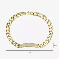 Mens 18K Gold Over Silver 8 1/2 Inch Solid Link Id Bracelet
