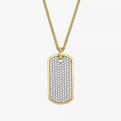 Mens 3 3/4 CT. T.W. Cubic Zirconia 18K Gold Over Silver Round Inch Pendant Necklace
