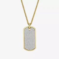 Mens 3 3/4 CT. T.W. Cubic Zirconia 18K Gold Over Silver Round Inch Pendant Necklace