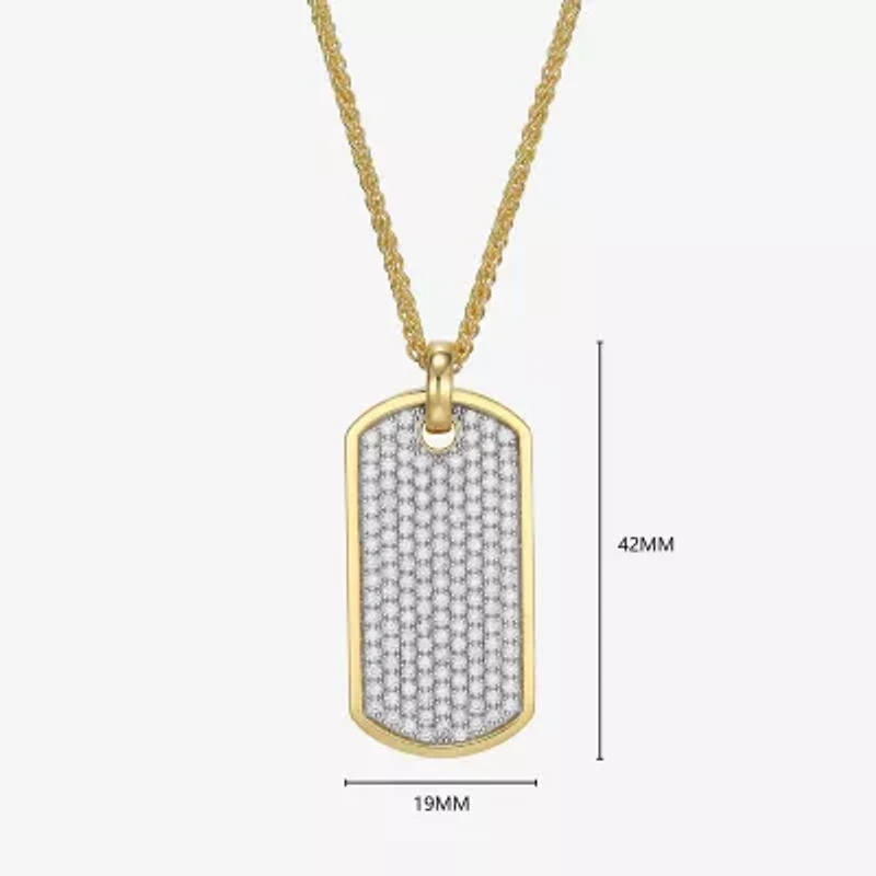 Mens 3 3/4 CT. T.W. Cubic Zirconia 18K Gold Over Silver Round Inch Pendant Necklace