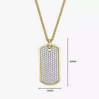 Mens 3 3/4 CT. T.W. Cubic Zirconia 18K Gold Over Silver Round Inch Pendant Necklace