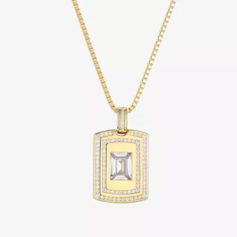 Mens 4 3/4 CT. T.W. Cubic Zirconia 18K Gold Over Silver Round 24 Inch Pendant Necklace
