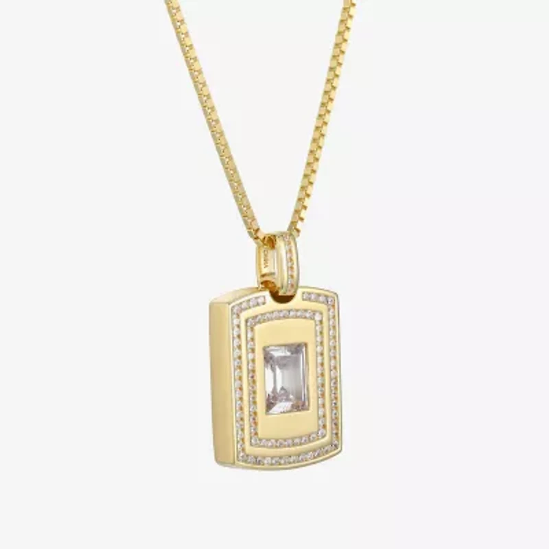 Mens 4 3/4 CT. T.W. Cubic Zirconia 18K Gold Over Silver Round 24 Inch Pendant Necklace