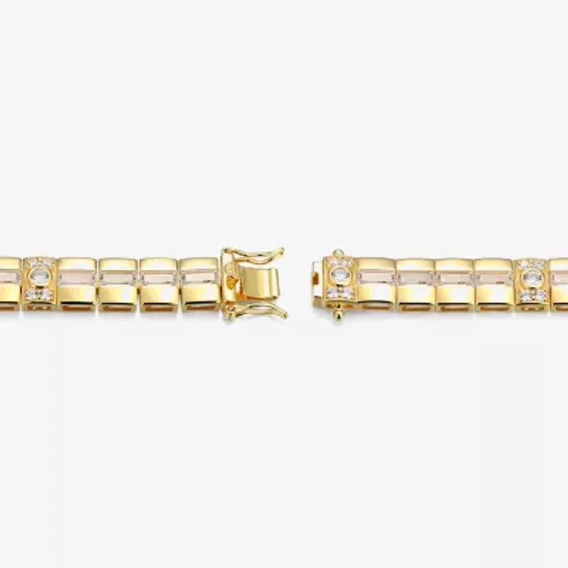 Mens 18K Gold Over Silver Solid Round 8 1/2 Inch Link Bracelet