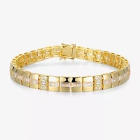 Mens 18K Gold Over Silver Solid Round 8 1/2 Inch Link Bracelet