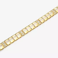 Mens 18K Gold Over Silver Solid Round 8 1/2 Inch Link Bracelet
