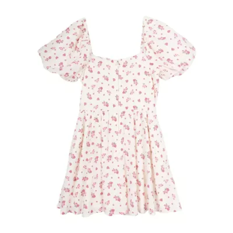 Rare Editions Big Kid Girls Short Sleeve Puffed A-Line Dress