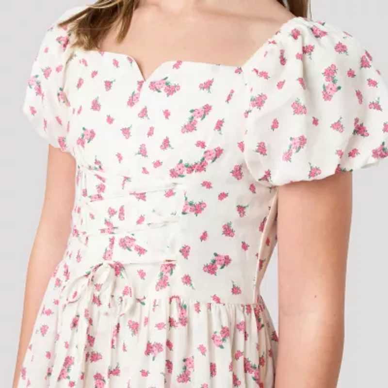 Rare Editions Big Kid Girls Short Sleeve Puffed A-Line Dress