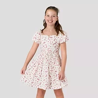 Rare Editions Big Kid Girls Short Sleeve Puffed A-Line Dress