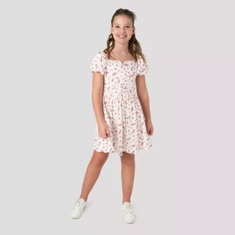 Rare Editions Big Kid Girls Short Sleeve Puffed A-Line Dress