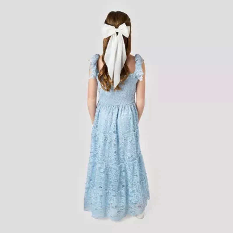 Rare Editions Big Kid Girls Short Sleeve Flutter Floral Maxi Dress
