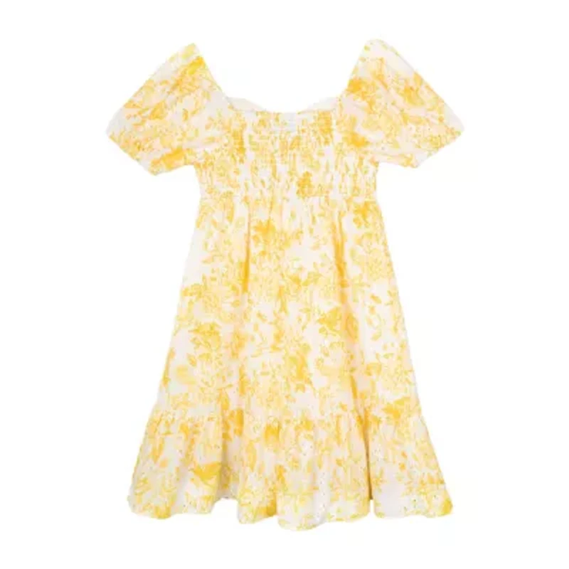 Rare Editions Big Kid Girls Short Sleeve Puffed Babydoll Dress