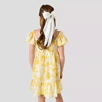 Rare Editions Big Kid Girls Short Sleeve Puffed Babydoll Dress
