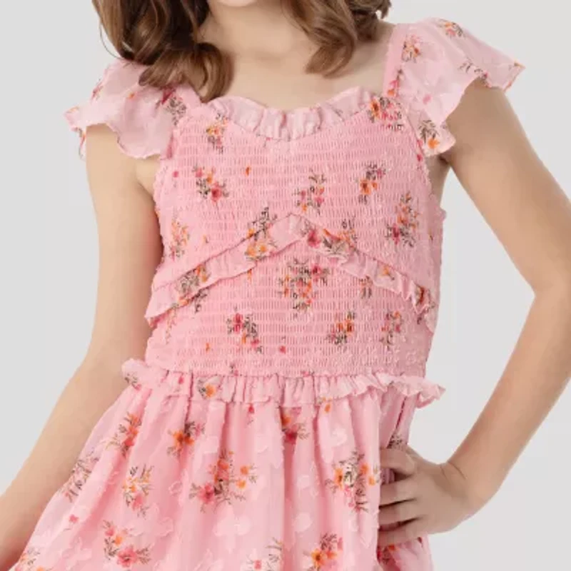 Rare Editions Big Kid Girls Short Sleeve Flutter A-Line Dress