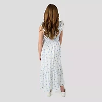 Rare Editions Big Kid Girls Short Sleeve Flutter Floral Maxi Dress
