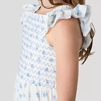 Rare Editions Big Kid Girls Short Sleeve Flutter Floral Maxi Dress