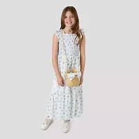 Rare Editions Big Kid Girls Short Sleeve Flutter Floral Maxi Dress