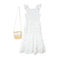 Rare Editions Big Kid Girls Short Sleeve Flutter Floral Maxi Dress