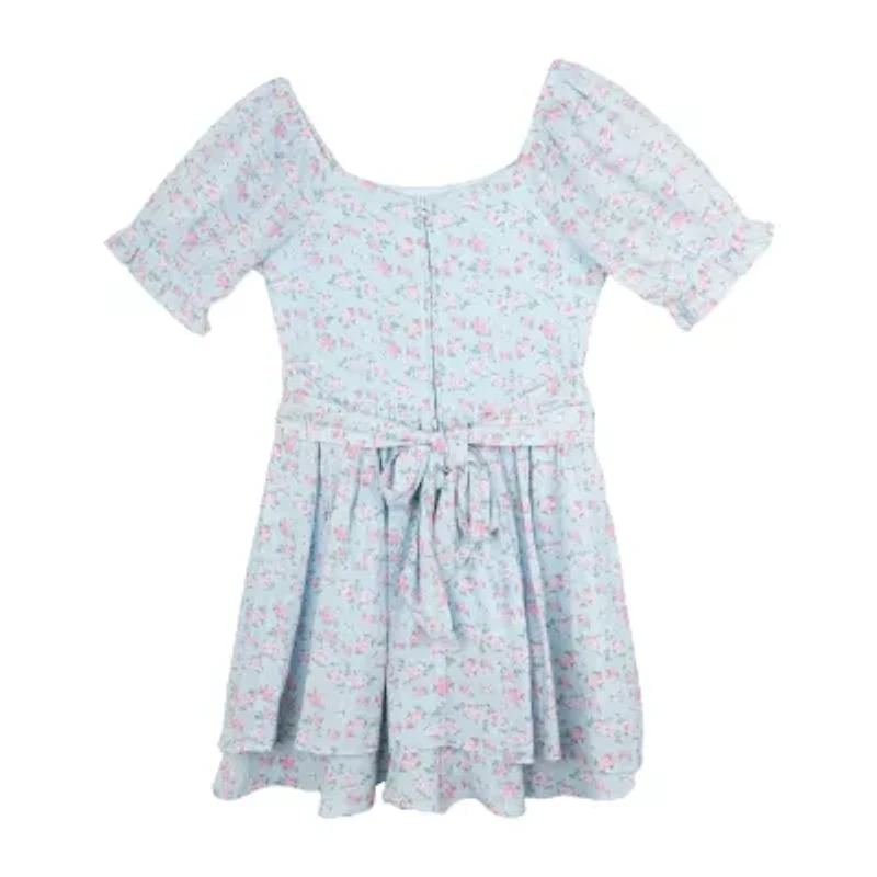 Rare Editions Big Kid Girls Short Sleeve Floral Romper