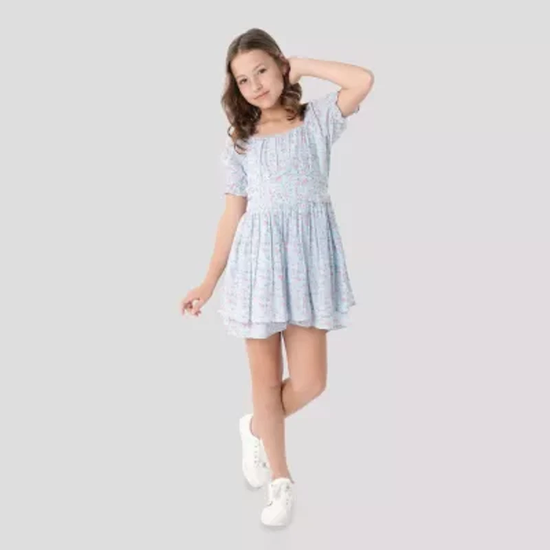 Rare Editions Big Kid Girls Short Sleeve Floral Romper
