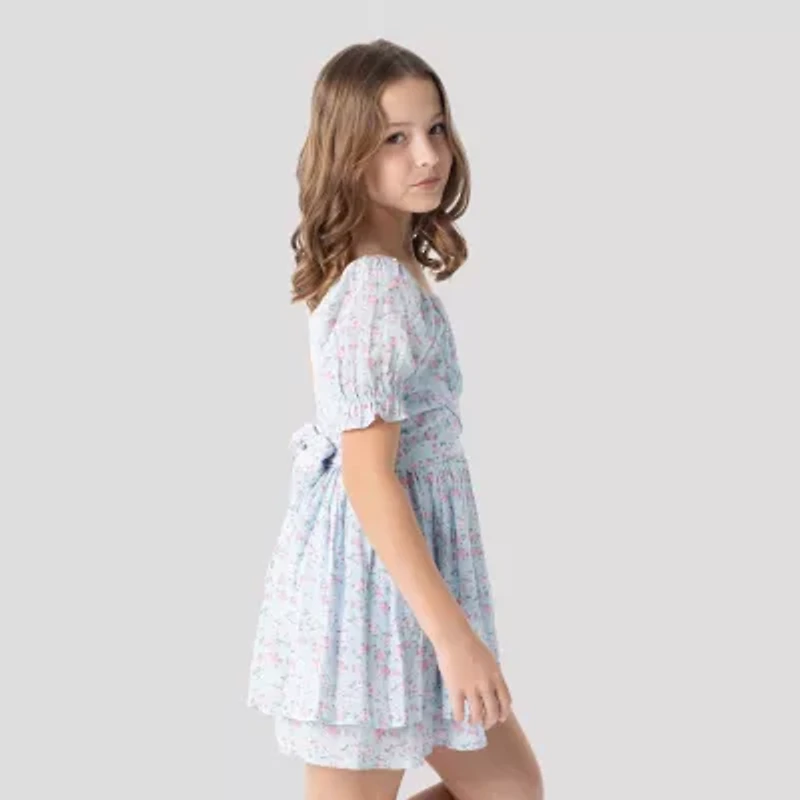 Rare Editions Big Kid Girls Short Sleeve Floral Romper