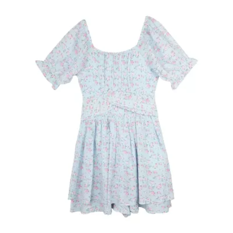 Rare Editions Big Kid Girls Short Sleeve Floral Romper