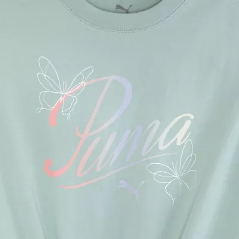 PUMA Big Kid Girls Crew Neck Short Sleeve Regular Fit Graphic T-Shirt