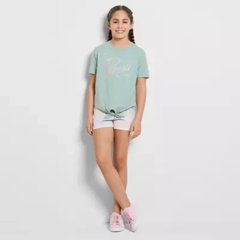 PUMA Big Kid Girls Crew Neck Short Sleeve Regular Fit Graphic T-Shirt