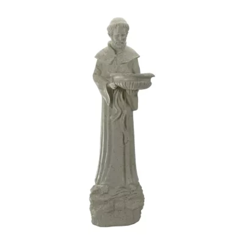 Northlight 23.5in Speckled Ivory St. Francis Of Assisi Religious Bird Feeder