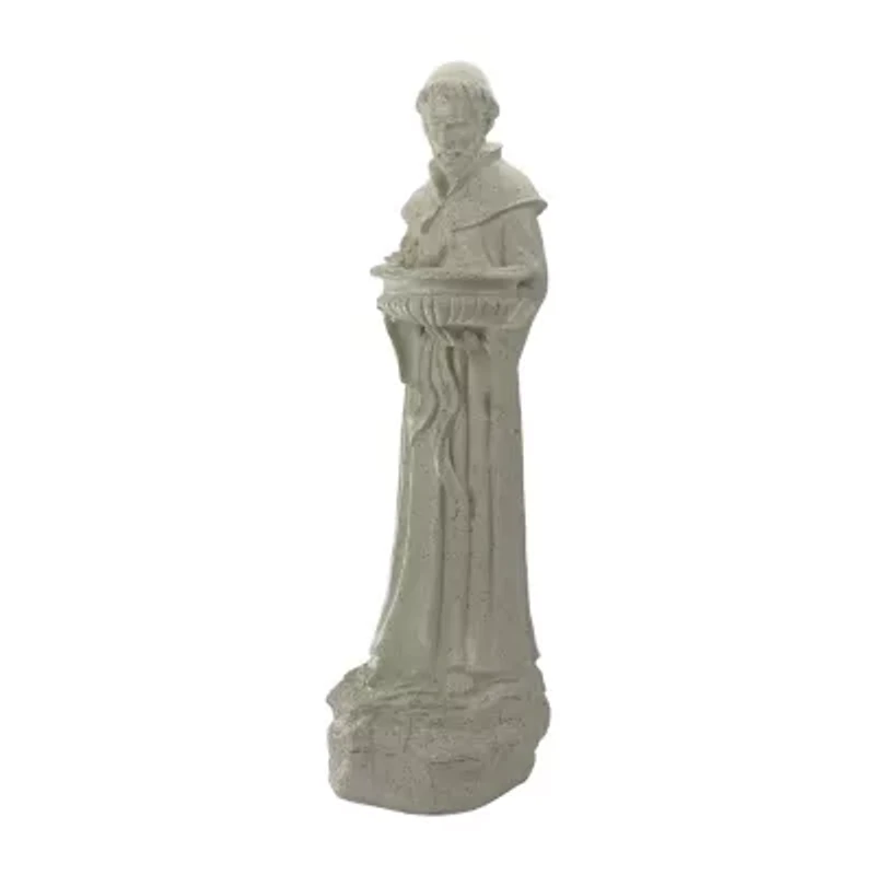 Northlight 23.5in Speckled Ivory St. Francis Of Assisi Religious Bird Feeder