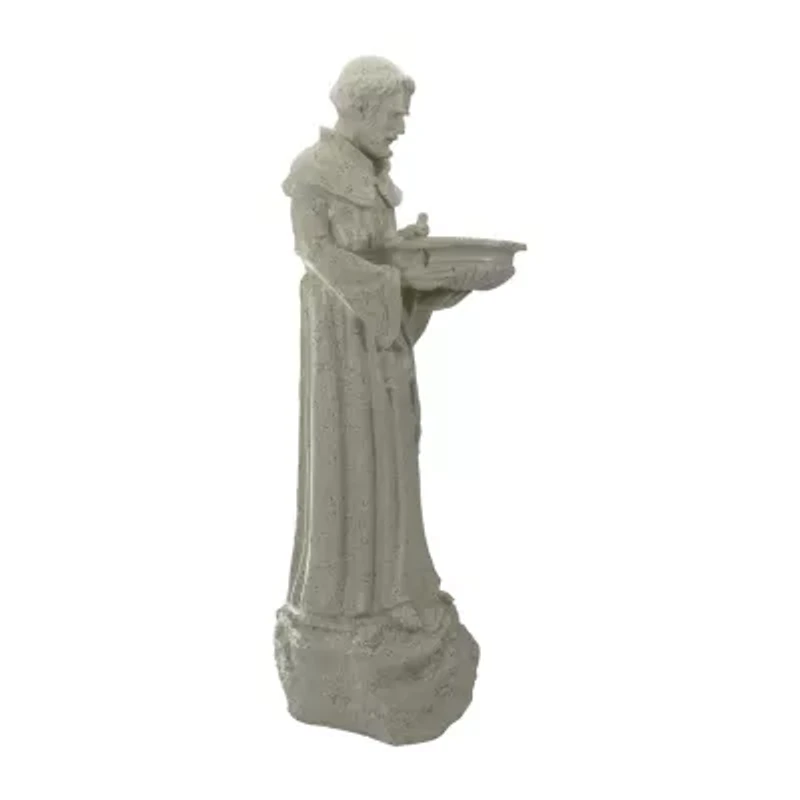 Northlight 23.5in Speckled Ivory St. Francis Of Assisi Religious Bird Feeder