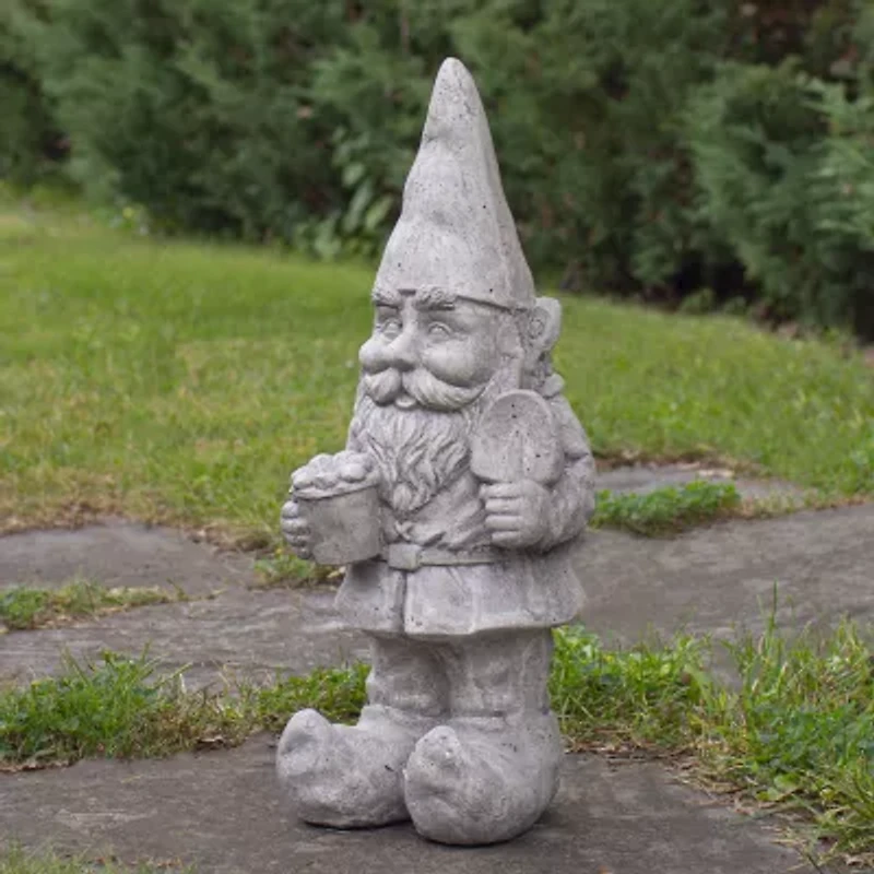 Northlight 18.5in Gray Gardener Gnome With Shovel And Flower Yard Art