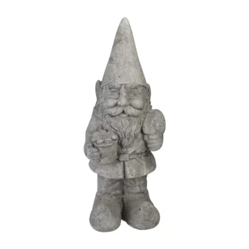 Northlight 18.5in Gray Gardener Gnome With Shovel And Flower Yard Art
