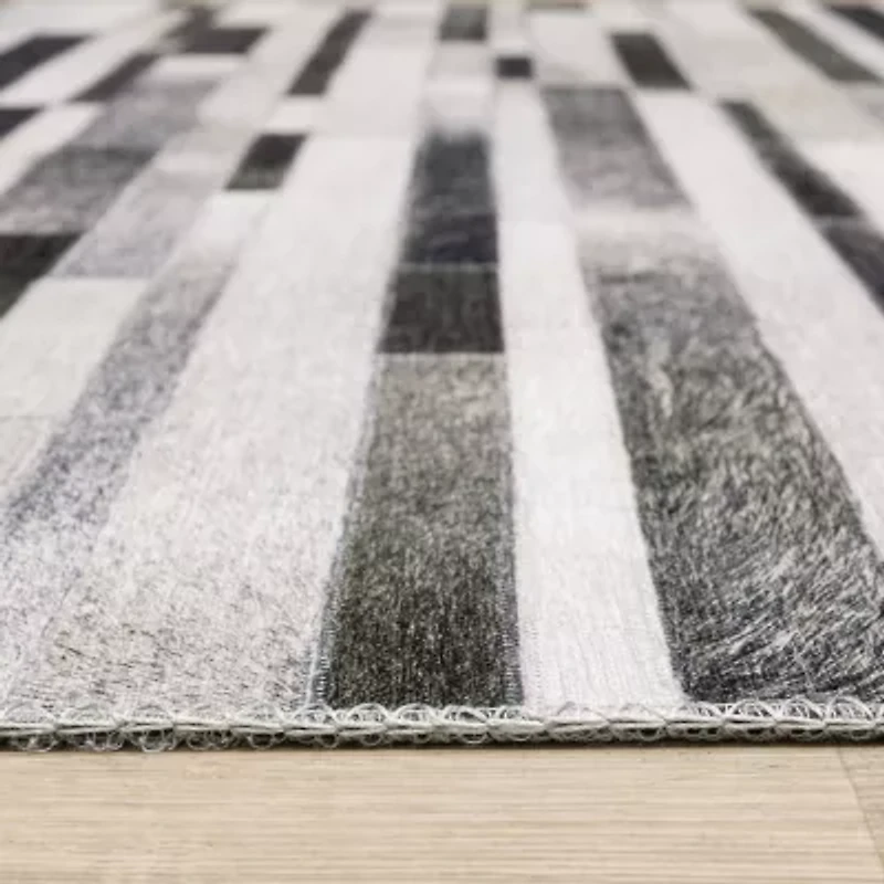 Covington Home Marcel Faux Hide Geo Stripes 24"X96" Indoor Rectangular Runner