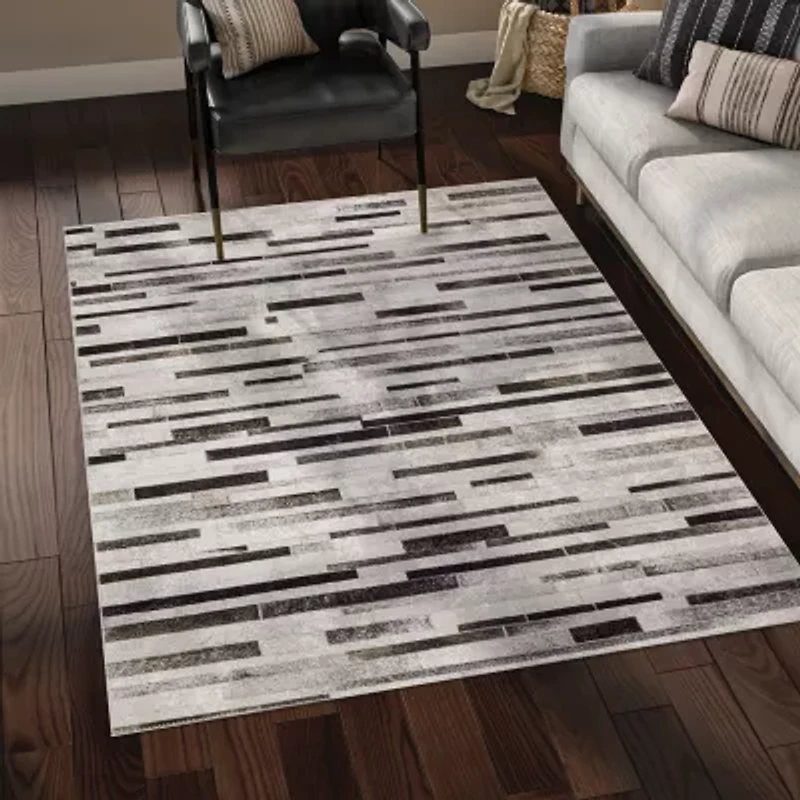 Covington Home Marcel Faux Hide Geo Stripes Indoor Rectangular Area Rug