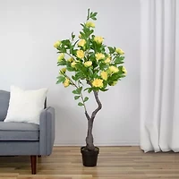 Northlight 63in Yellow And Green Peony Flower Artificial Tree