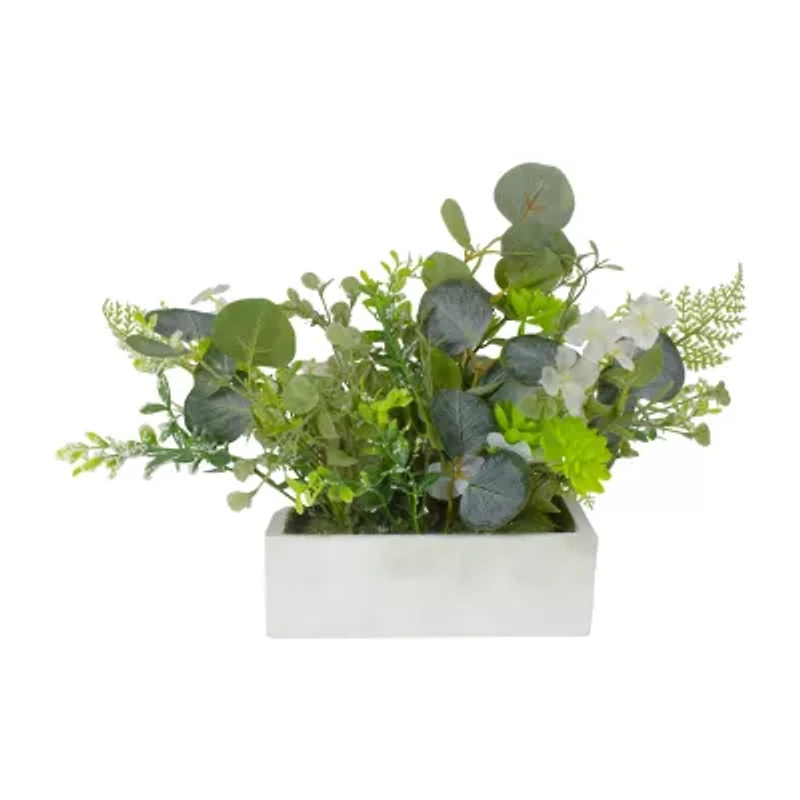 Northlight 14in Blue And White Hydrangea And Rose Floral Arrangement