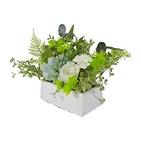 Northlight 14in Blue And White Hydrangea And Rose Floral Arrangement