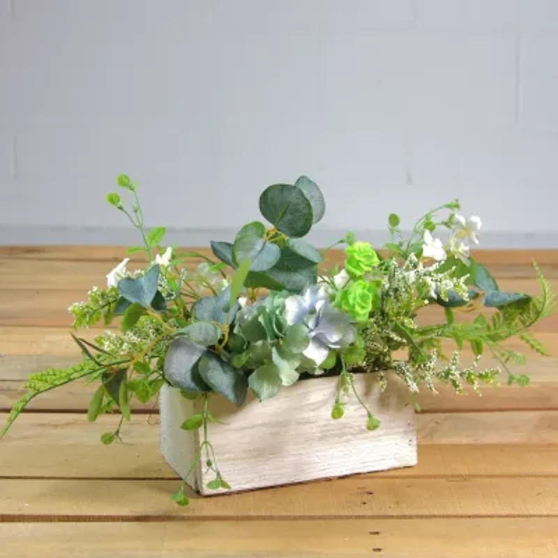 Northlight 14in Blue And White Hydrangea And Rose Floral Arrangement