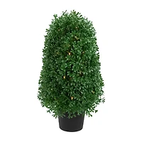 Northlight 18in Pre-Lit Boxwood With Round Pot Artificial Plant