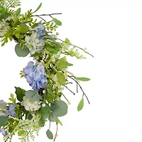 Northlight 26in Eucalyptus And Hydrangea Fern Blue And Green Wreath